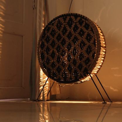 Asteroid Jute & Cotton Round Lamp | Verified Sustainable by Brown Living™