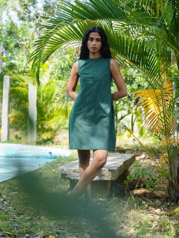 Buy Avni Shift dress | Green dress made with organic cotton | Shop Verified Sustainable Products on Brown Living