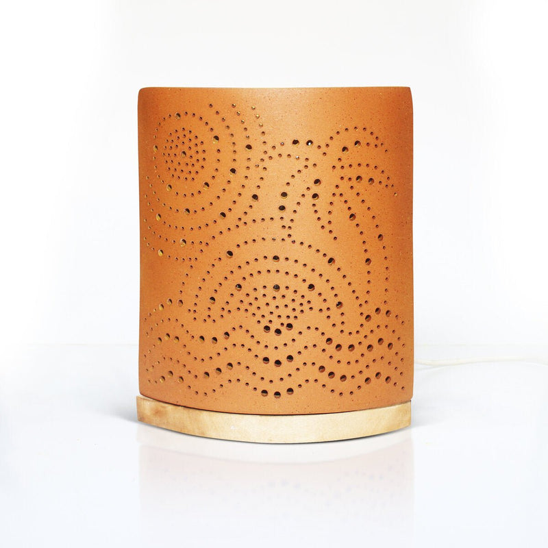 Buy AYE 'Scene' Terracotta Table Light with Wooden Base | Shop Verified Sustainable Lamps & Lighting on Brown Living™