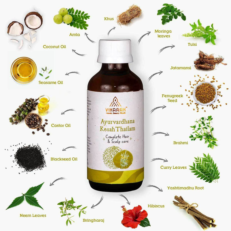 Buy Ayurvardhana Kesah Thailam - Complete Hair & Scalp Care Hair Oil | Shop Verified Sustainable Hair Oil on Brown Living™