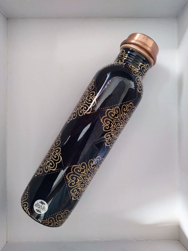Buy Ayurvedic Copper Bottle | Printed I Black | 1 Ltr. | Shop Verified Sustainable Bottles & Sippers on Brown Living™