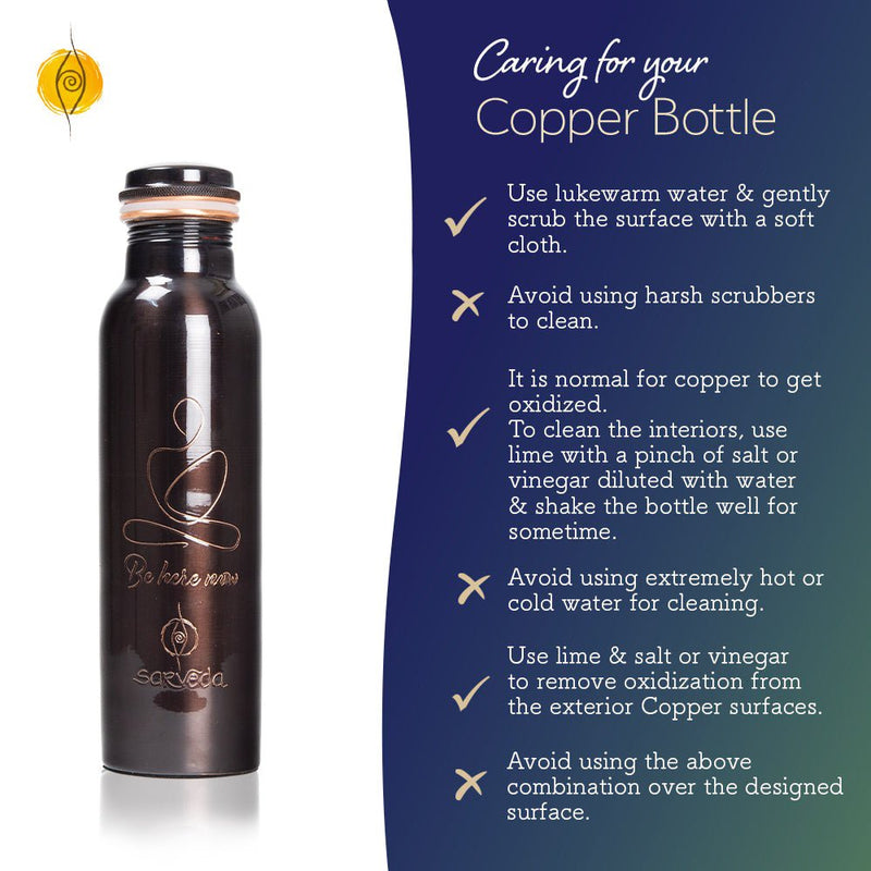 Buy Ayurvedic Copper Bottle Vintage & Plain | Be here now with 7 Chakras Vintage | Shop Verified Sustainable Bottles & Sippers on Brown Living™