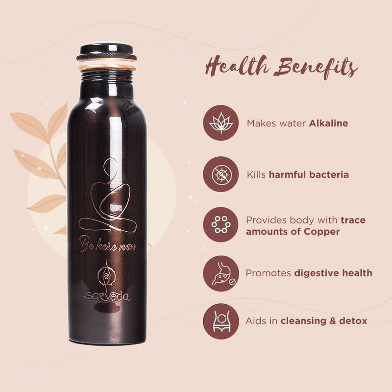 Buy Ayurvedic Copper Bottle Vintage & Plain | Be here now with 7 Chakras Vintage | Shop Verified Sustainable Bottles & Sippers on Brown Living™