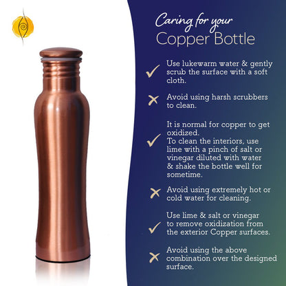 Ayurvedic Curved Copper Bottle Plain - 1 Litre | Sleek Style | Verified Sustainable by Brown Living™