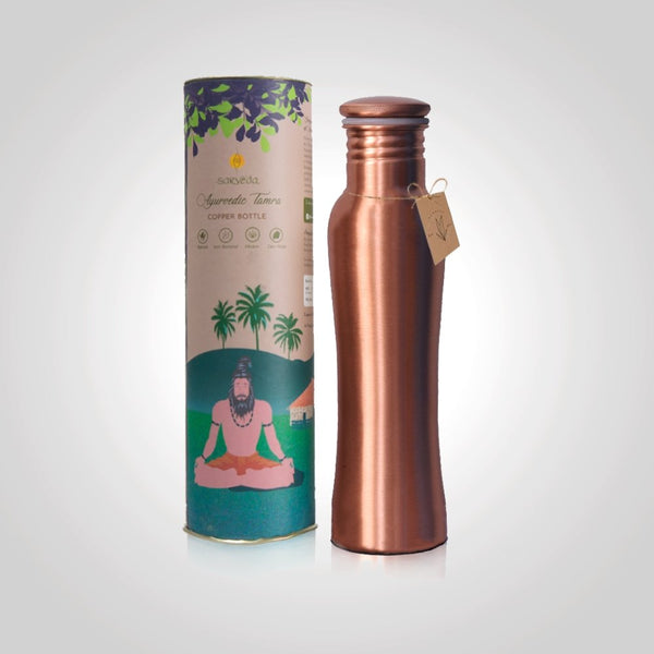 Buy Ayurvedic Curved Copper Bottle Plain - 1 Litre | Sleek Style | Shop Verified Sustainable Products on Brown Living