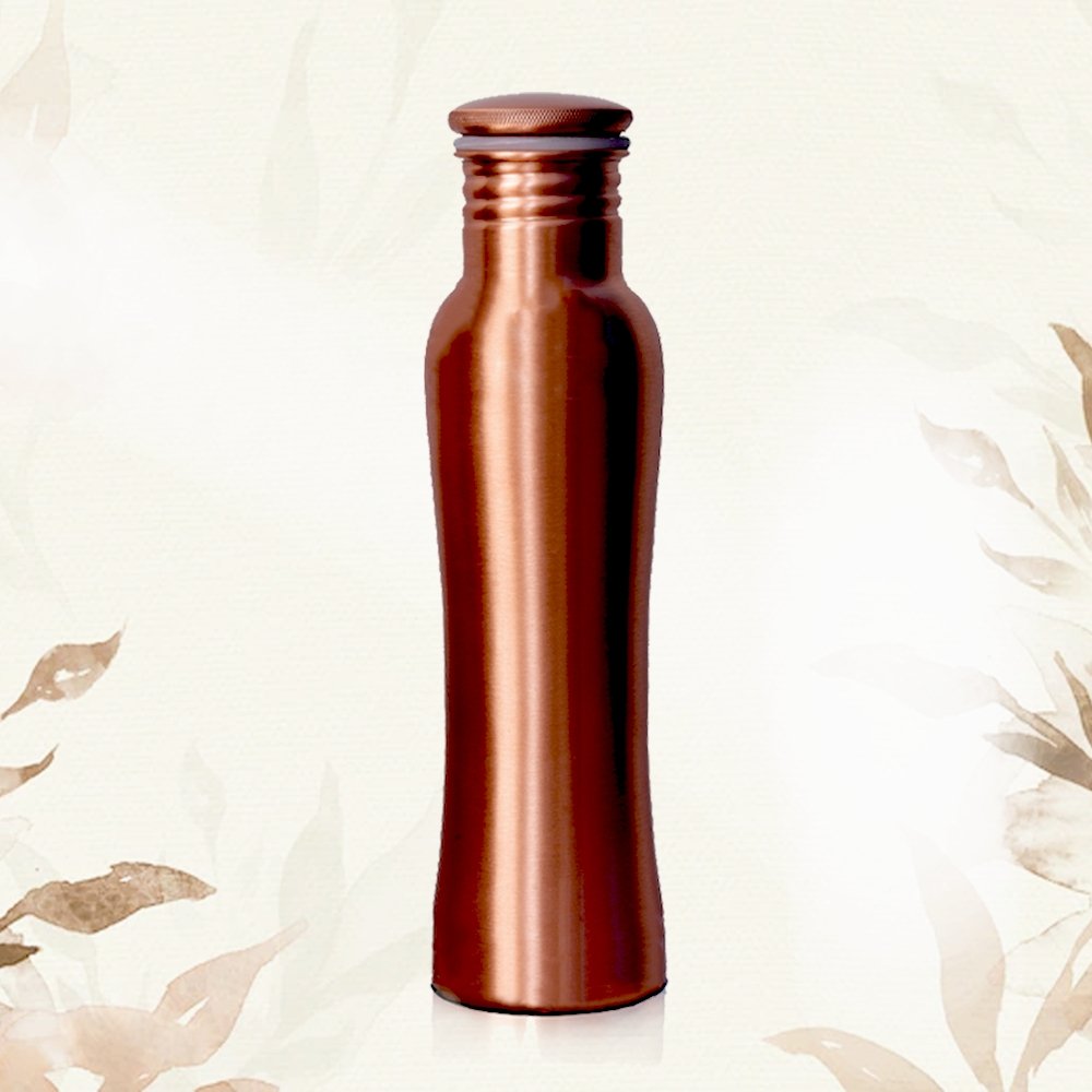 Ayurvedic Curved Copper Bottle Plain - 1 Litre | Sleek Style | Verified Sustainable by Brown Living™