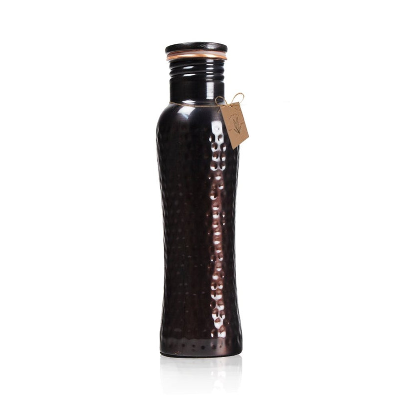 Buy Ayurvedic Curved Vintage Hammered Copper bottle - 1 Litre | Shop Verified Sustainable Products on Brown Living