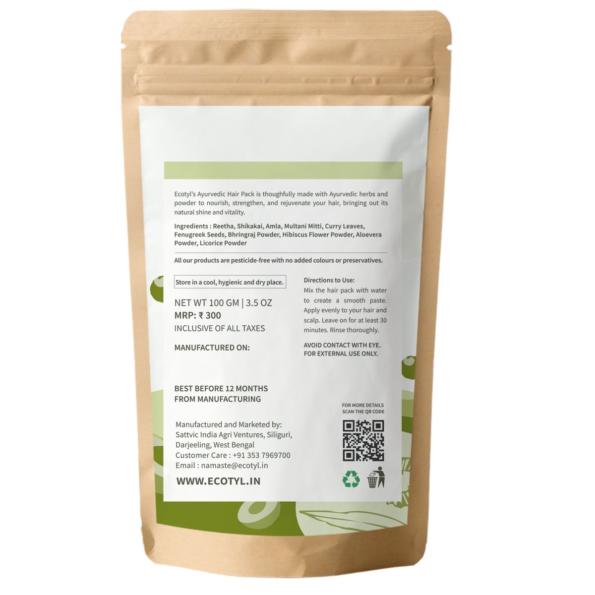 Ayurvedic Hair Pack - 100g | Hair Conditioning & Strengthening | Verified Sustainable by Brown Living™