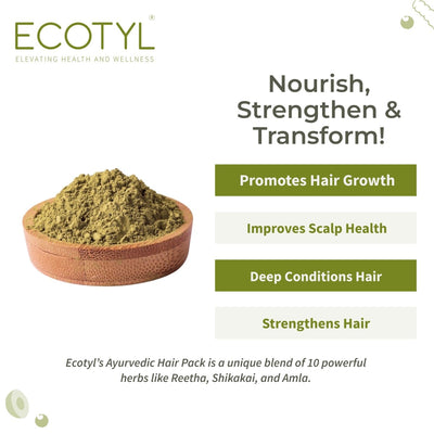 Ayurvedic Hair Pack - 100g | Hair Conditioning & Strengthening – Hair Pack on Brown Living™. SKU: ECOTYL00016. Img 3.