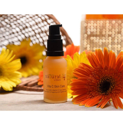Ayurvedic Skin Repair and Glow Combo Day and Night – Face Serum by Natural Vibes available on Brown Living™. . SKU: 063 - 01431 - NV_repair_glow_combo_teatree_VitaC_serum. Img 10.