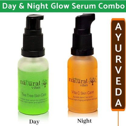 Ayurvedic Skin Repair and Glow Combo Day and Night – Face Serum by Natural Vibes available on Brown Living™. . SKU: 063 - 01431 - NV_repair_glow_combo_teatree_VitaC_serum. Img 11.