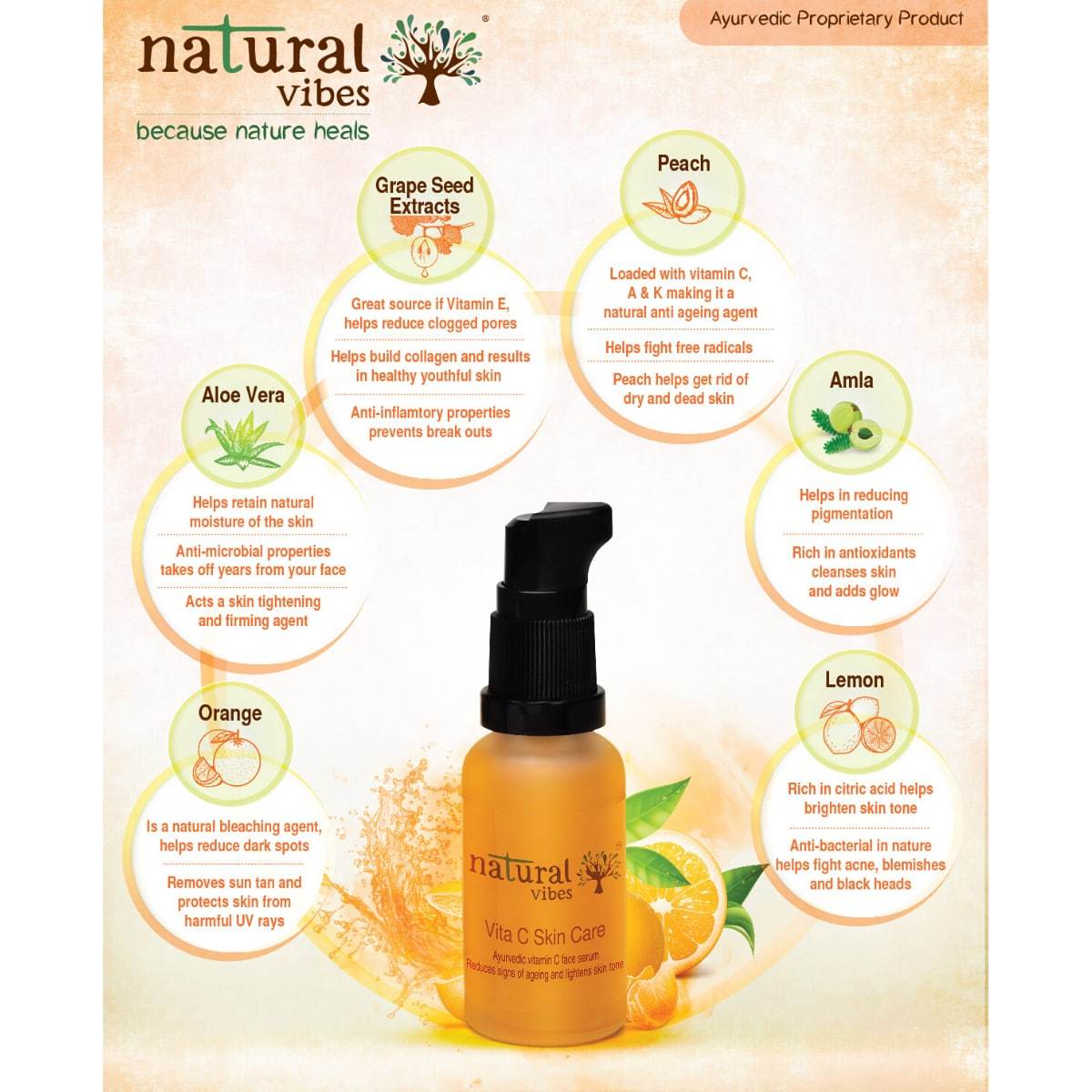 Ayurvedic Skin Repair and Glow Combo Day and Night – Face Serum by Natural Vibes available on Brown Living™. . SKU: 063 - 01431 - NV_repair_glow_combo_teatree_VitaC_serum. Img 3.