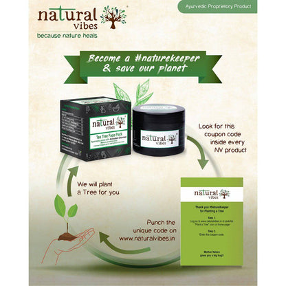 Ayurvedic Tea Tree and Activated Charcoal Face Pack 50g – Face Pack by Natural Vibes available on Brown Living™. . SKU: 063 - 01370 - NV_teatree_charcoal_pack_50g. Img 20.