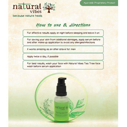 Ayurvedic Tea Tree Skin Repair Serum 30 ml – Face Serum by Natural Vibes available on Brown Living™. . SKU: 063 - 01365 - NV_teatree_skin_serum_30ml. Img 4.