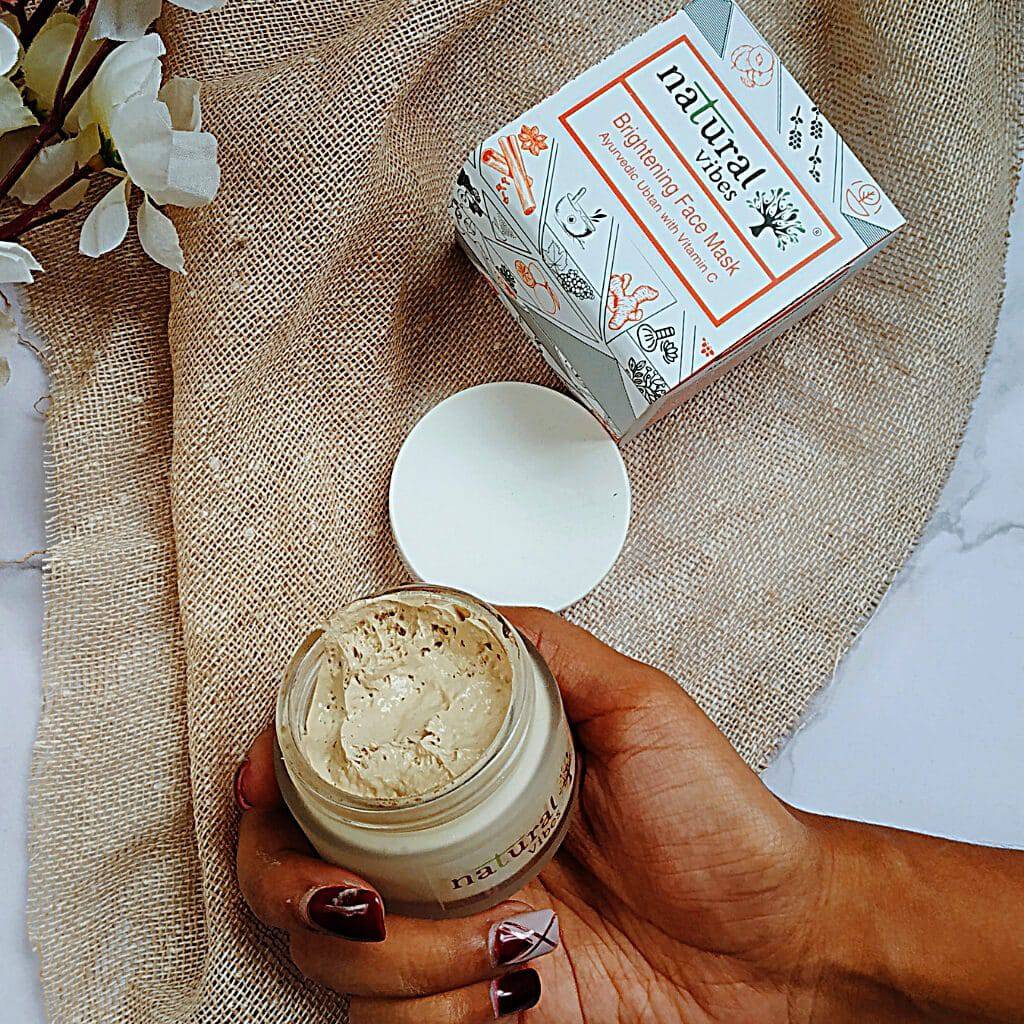 Ayurvedic Vitamin C Brightening Face Mask/Pack 50g – Face Pack by Natural Vibes available on Brown Living™. . SKU: 063 - 11068 - NV_vita_c_brightening_face_mask_50g. Img 2.