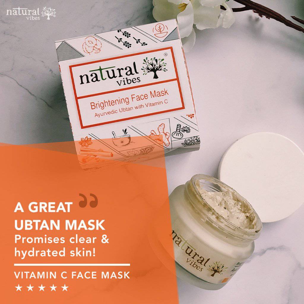 Ayurvedic Vitamin C Brightening Face Mask/Pack 50g – Face Pack by Natural Vibes available on Brown Living™. . SKU: 063 - 11068 - NV_vita_c_brightening_face_mask_50g. Img 3.