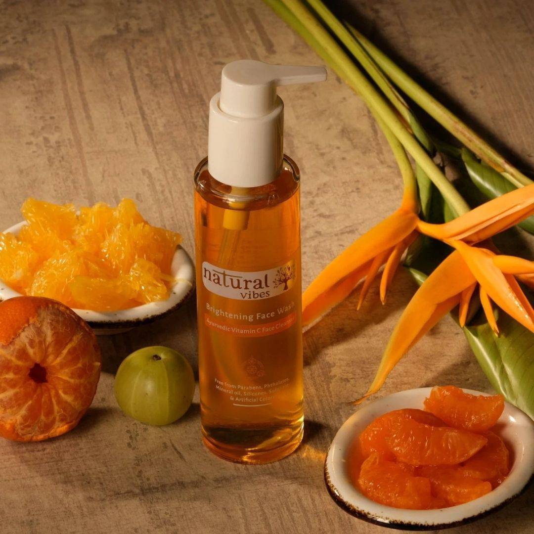 Ayurvedic Vitamin C Brightening Face Wash 120 ml – Face Wash by Natural Vibes available on Brown Living™. . SKU: 063 - 01379 - NV_vita_c_brightening_face_wash_120ml. Img 3.