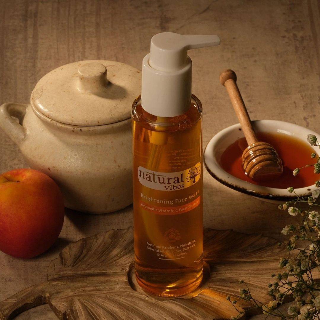 Ayurvedic Vitamin C Brightening Face Wash 120 ml – Face Wash by Natural Vibes available on Brown Living™. . SKU: 063 - 01379 - NV_vita_c_brightening_face_wash_120ml. Img 4.