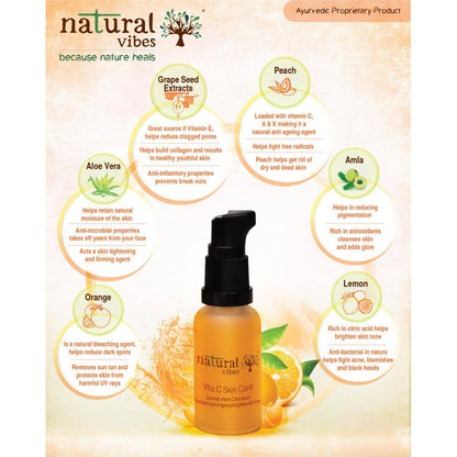 Ayurvedic Vitamin C Skin Care Serum 30 ml – Face Serum by Natural Vibes available on Brown Living™. . SKU: 063 - 01369 - NV_teatree_Vita_C_serum_30ml. Img 4.