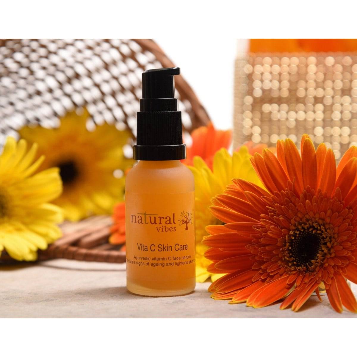 Ayurvedic Vitamin C Skin Care Serum 30 ml – Face Serum by Natural Vibes available on Brown Living™. . SKU: 063 - 01369 - NV_teatree_Vita_C_serum_30ml. Img 2.
