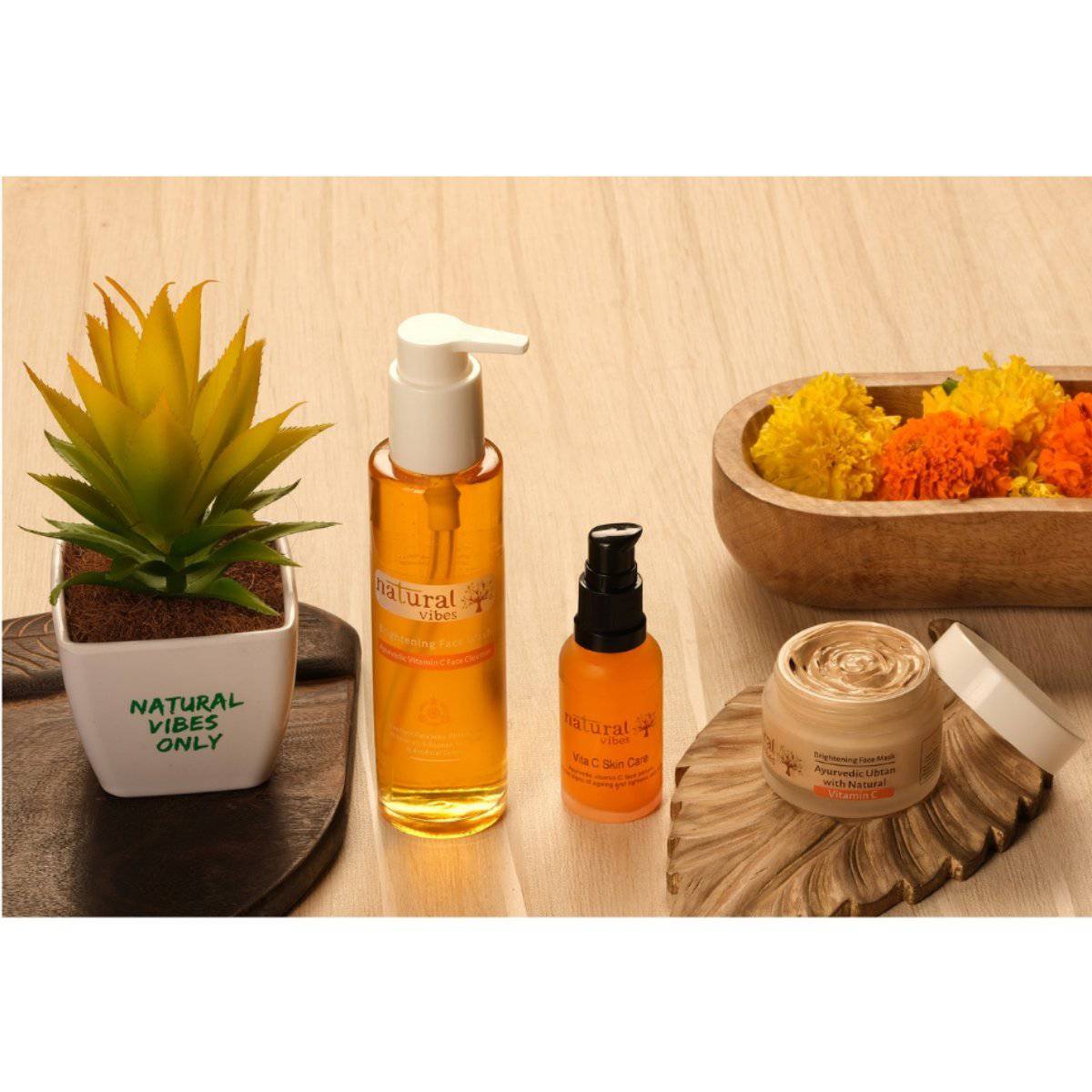 Ayurvedic Vitamin C Skin Repair and Glow Regime (Face wash + Ubtan + Serum) – Face Wash by Natural Vibes available on Brown Living™. . SKU: 063 - 01436 - NV_vitac_skin_repair_glow_regime. Img 3.