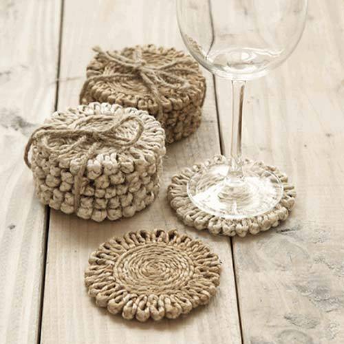 Buy Azal Braided Jute Round Coasters - Set Of 4 | Shop Verified Sustainable Table Decor on Brown Living™