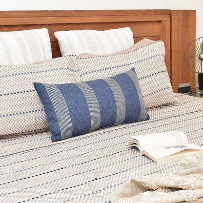 Back To Nature Cotton Blue Bed Set (1 Bedcover + 2 Pillow Covers) | Verified Sustainable by Brown Living™