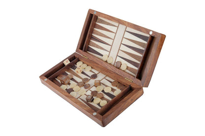 2 in 1 Wooden Backgammon and Chess Game Set - 10" (Inch) | Verified Sustainable by Brown Living™