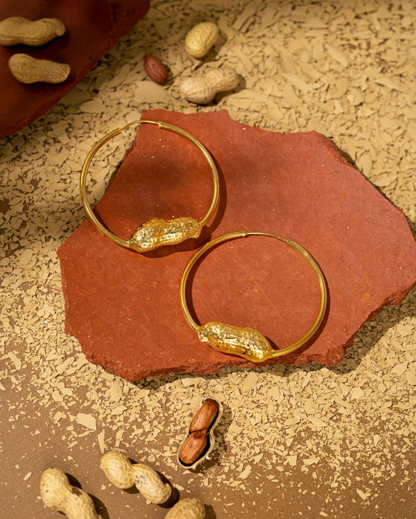Buy Badam Bali | Gold plated hoops | Shop Verified Sustainable Womens Earrings on Brown Living™