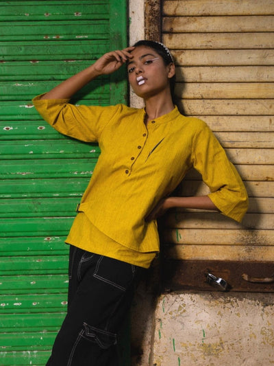 Bag It Shirt | 100% Handwoven Cotton Fabric – Womens Top on Brown Living™. SKU: UBI - XS. Img 1.