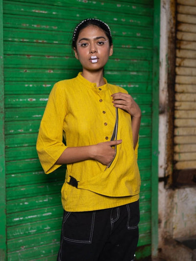 Bag It Shirt | 100% Handwoven Cotton Fabric – Womens Top on Brown Living™. SKU: UBI - XS. Img 3.