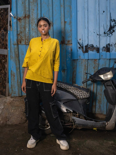 Bag It Shirt | 100% Handwoven Cotton Fabric – Womens Top on Brown Living™. SKU: UBI - XS. Img 2.
