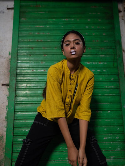 Bag It Shirt | 100% Handwoven Cotton Fabric – Womens Top on Brown Living™. SKU: UBI - XS. Img 5.