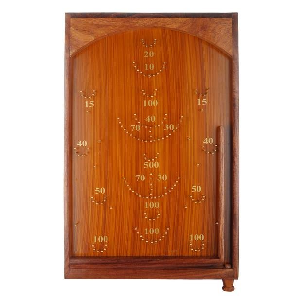 Wooden Bagatelle Traditionally Crafted Tabletop Pinball Game | Verified Sustainable by Brown Living™