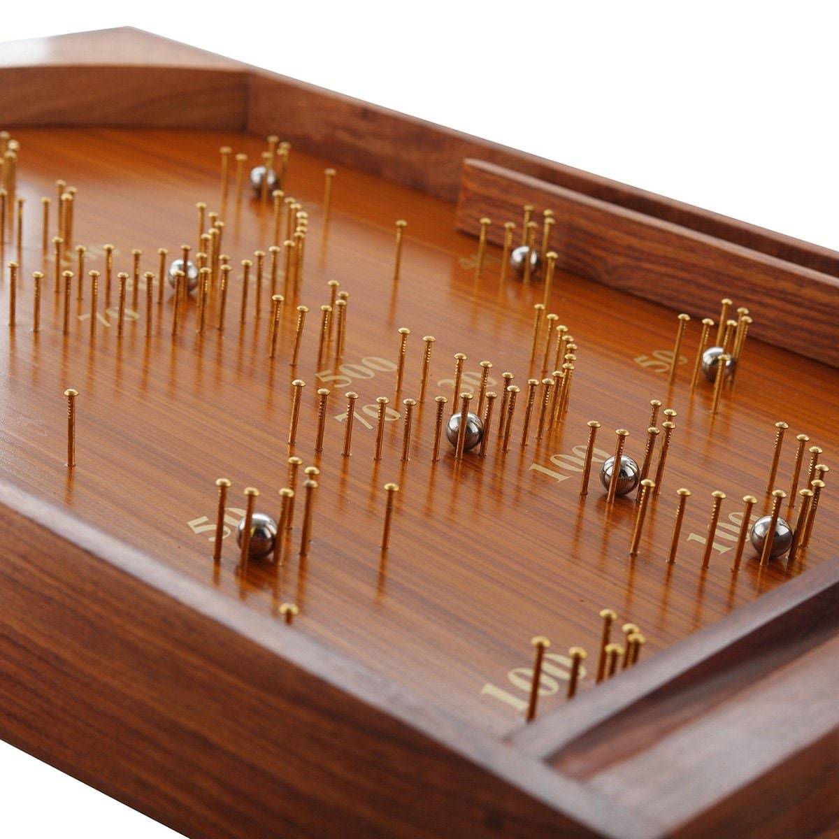 Wooden Handcrafted Traditional Bagatelle Pinball Game (14" X 8" X 3") | Verified Sustainable by Brown Living™