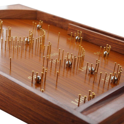 Wooden Handcrafted Traditional Bagatelle Pinball Game (14" X 8" X 3") – Learning & Educational Toys on Brown Living™. SKU: 1136. Img 7.