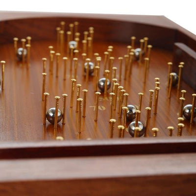 Wooden Handcrafted Traditional Bagatelle Pinball Game (14" X 8" X 3") – Learning & Educational Toys on Brown Living™. SKU: 1136. Img 9.