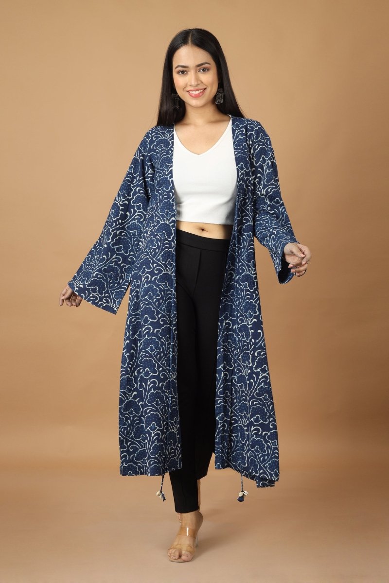 Bageecha Dabu Indigo Cotton Jacket | Verified Sustainable by Brown Living™