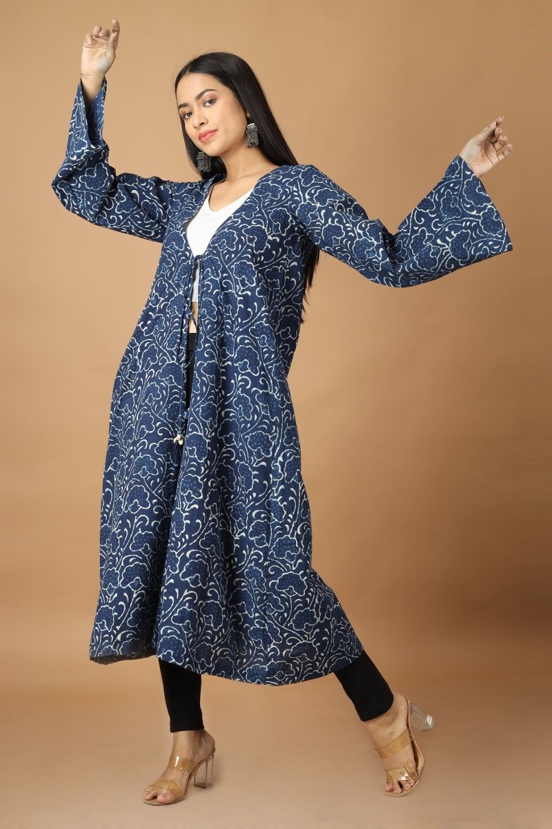 Bageecha Dabu Indigo Cotton Jacket | Verified Sustainable by Brown Living™