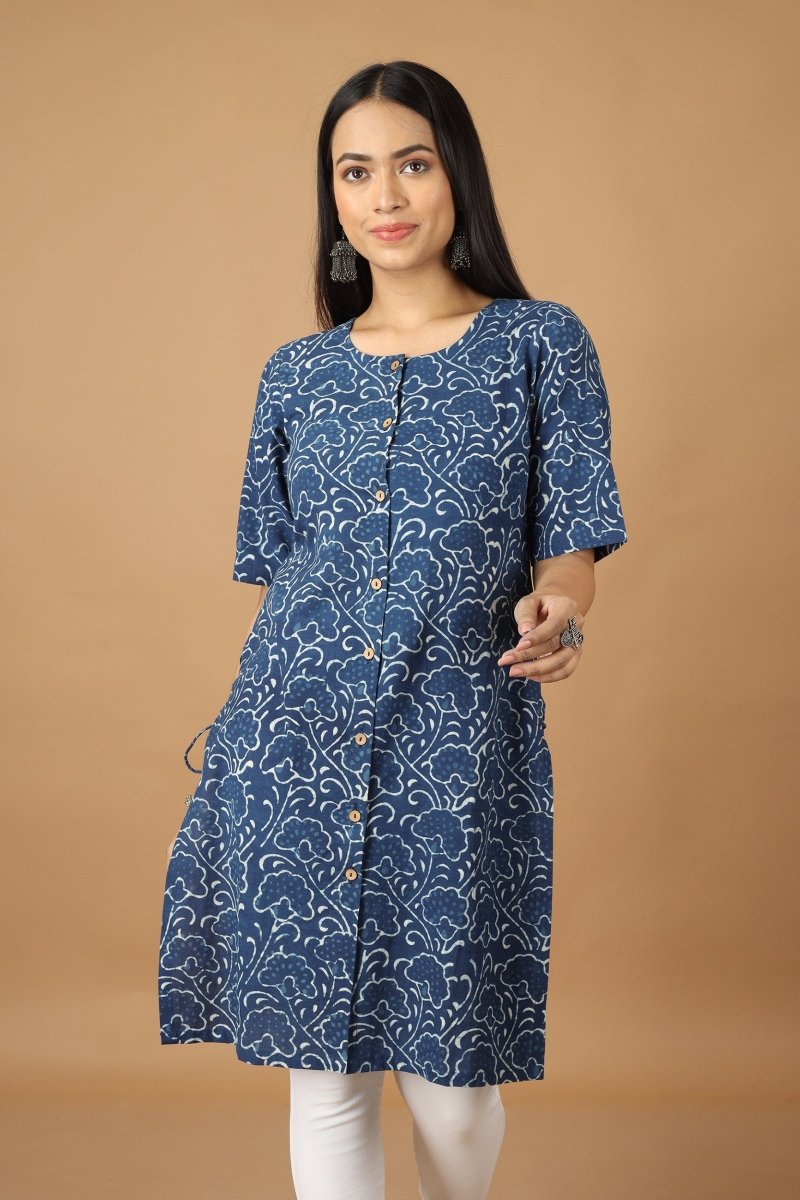 Bageecha Dabu Indigo Kurta | Verified Sustainable by Brown Living™