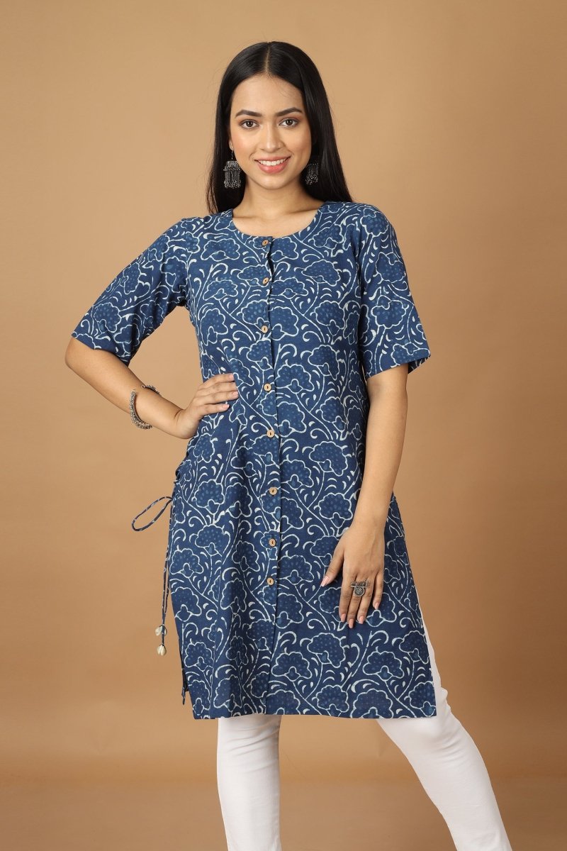 Bageecha Dabu Indigo Kurta | Verified Sustainable by Brown Living™