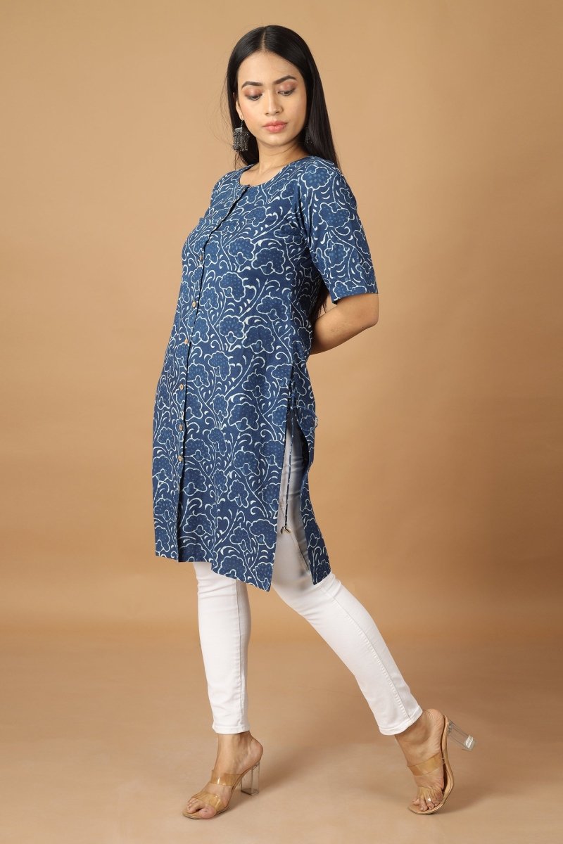 Bageecha Dabu Indigo Kurta | Verified Sustainable by Brown Living™