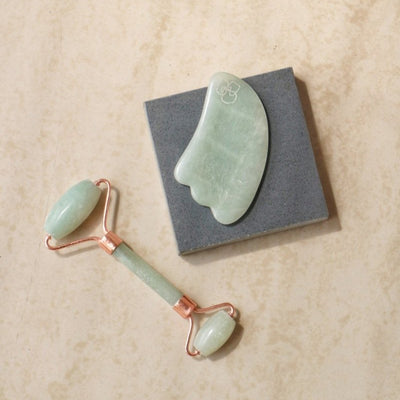 Balance Jade Crystal Stone Kit – Massager on Brown Living™. SKU: Lamina - 2. Img 1.