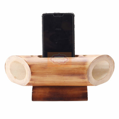 Bamboo Amplifier & Mobile Stand for Office Desk and Home Decor – Desk Accessories on Brown Living™. SKU: 1281. Img 3.