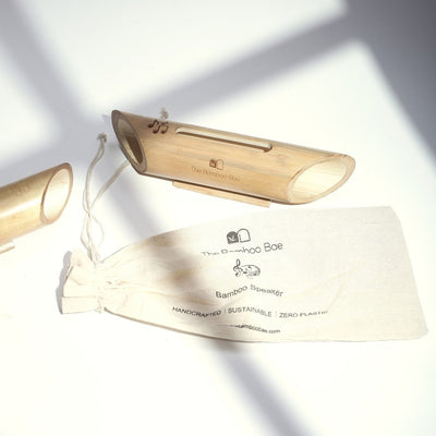Bamboo Amplifier | Natural Acoustic Speaker | With Cotton Pouch – Desk Accessories on Brown Living™. SKU: TBB - 88. Img 2.