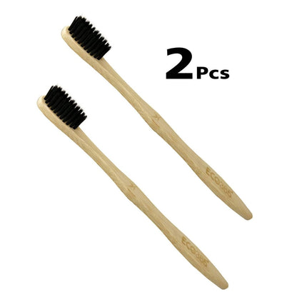 Bamboo Charcoal Toothbrush - Eco Friendly Gift - Pack Of 2 | Verified Sustainable by Brown Living™