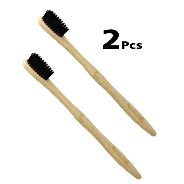 Buy Bamboo Charcoal Toothbrush - Eco Friendly Gift- Pack Of 2 | Shop Verified Sustainable Tooth Brush on Brown Living™