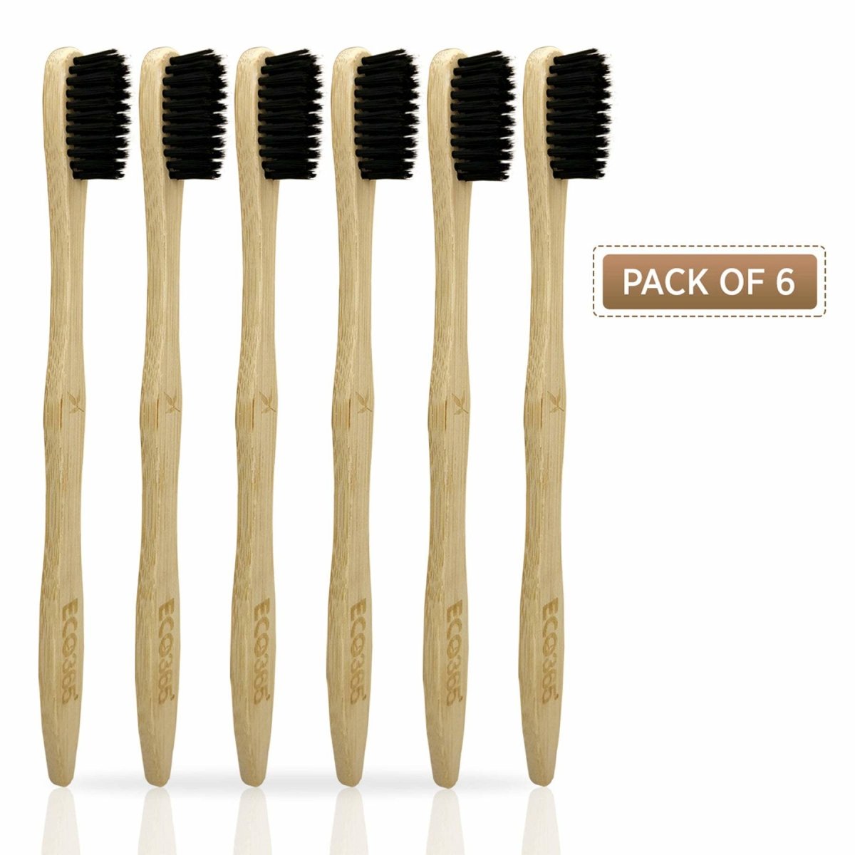 Bamboo Charcoal Toothbrush - Pack Of 6 | Verified Sustainable by Brown Living™