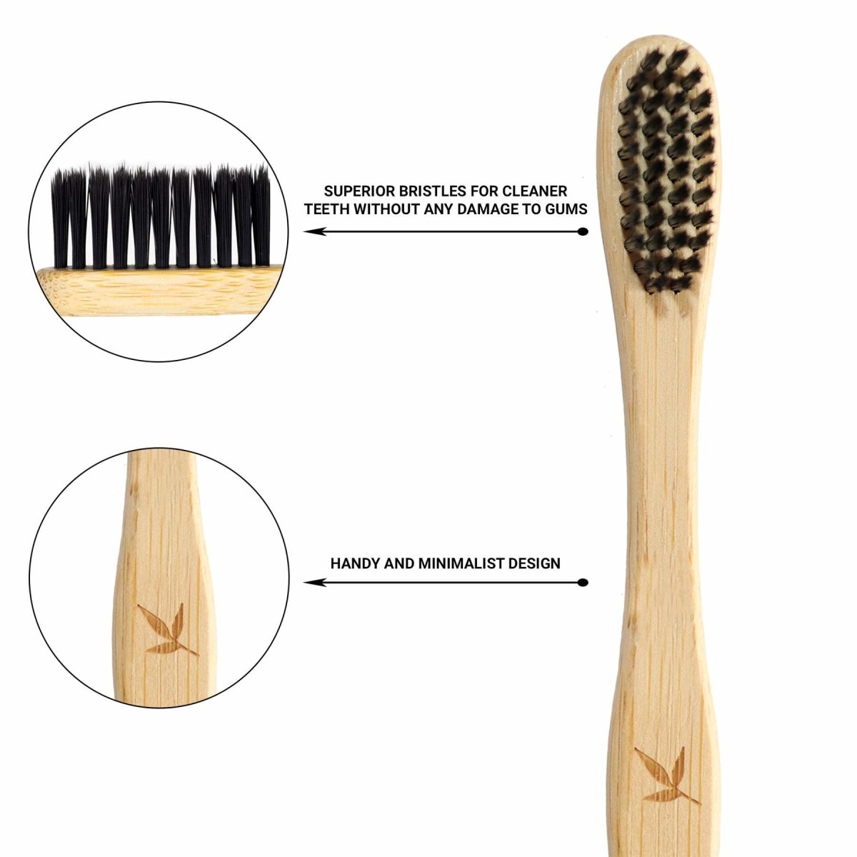 Bamboo Charcoal Toothbrush - Pack Of 6 | Verified Sustainable by Brown Living™