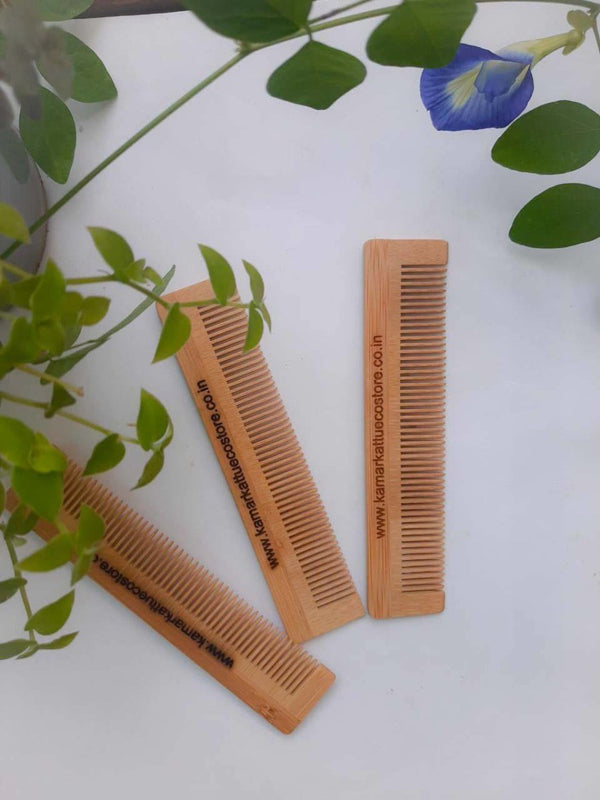 Buy Bamboo Comb - For Healthy Scalp & Hair [Pack of 3] | Shop Verified Sustainable Hair Comb on Brown Living™